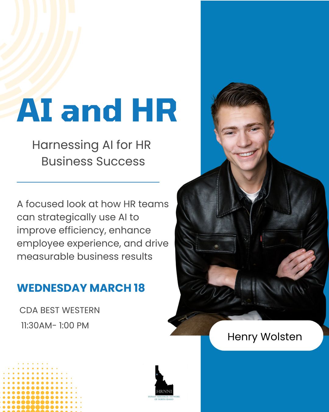 AI is changing the way we work but how do we use it strategically, not just operationally?
Join us for AI and HR: Harnessing AI for HR & Business Success, a conversation with Henry Wolsten designed for leaders who want to better understand AI’s role in the future of work.
We’ll explore practical insights, real-world applications, and what it takes to thoughtfully integrate AI into today’s workplace.
Whether you’re just starting to explore AI or looking to deepen your approach, this session will leave you with clarity and next steps.
#humanresources #hrnni #hr #futureofwork #hrleadership #businessstrategy