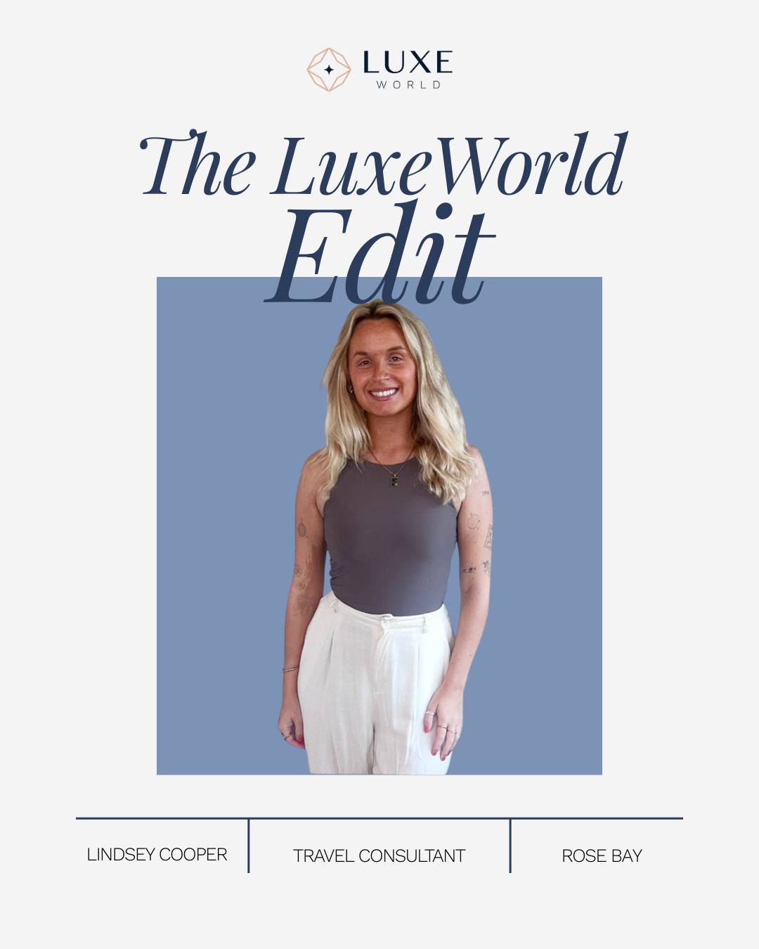 ✨ The LuxeWorld Edit - Lindsey Cooper ✨
From Portsmouth, England to Sydney’s shores, Lindsey’s journey into travel started long before she became a consultant.
After backpacking through Asia, she made the move to Australia three years ago, bringing with her over six years of experience crafting unforgettable holidays, with a speciality in Europe and the Caribbean.
Here’s a little of what inspires her travel style:
✈️ Favourite destination: Thailand
🏨 Favourite hotel: Palace Downtown, Dubai
🌴 Bucket list: Nashville, Peru and the Bahamas
🌊 Most memorable experience: A three-day boat journey from Coron to El Nido in the Philippines.
Lindsey’s firsthand experiences and considered approach mean every itinerary is thoughtfully designed and seamlessly managed.
📩 Send us a message to start planning your next escape with LuxeWorld.
#TheLuxeWorldEdit #MeetTheTeam #LuxuryTravelDesigned #TravelExperts