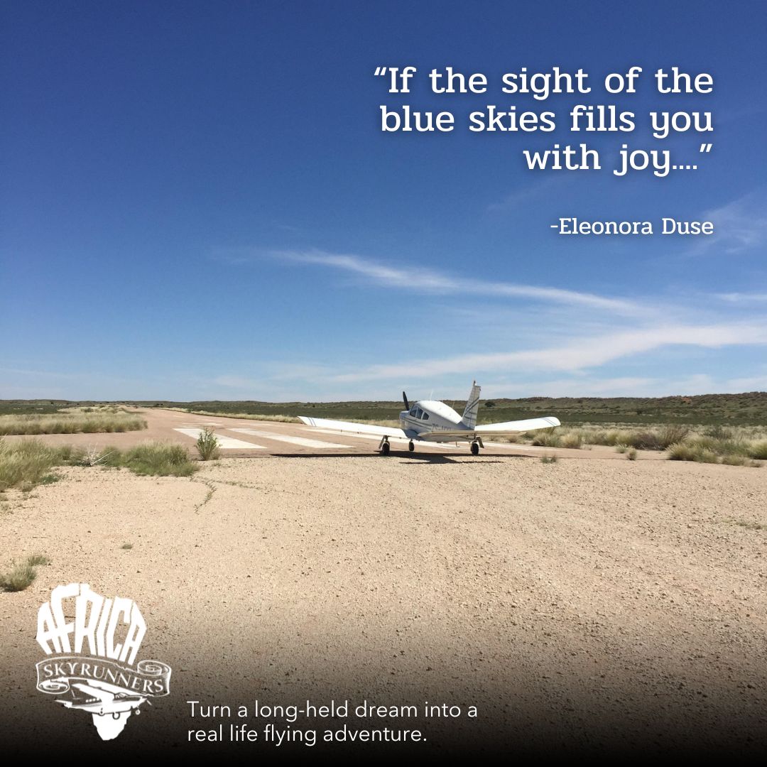 “If the sight of the blue skies fills you with joy,
if a blade of grass springing up in the fields has power to move you,
if the simple things of nature have a message that you understand,
rejoice,
for your soul is alive.”
- Eleonora Duse
Live your dream. Fly the wild.
📞💬+27 (0)83 760 1330
📨info@africaskyrunners.com