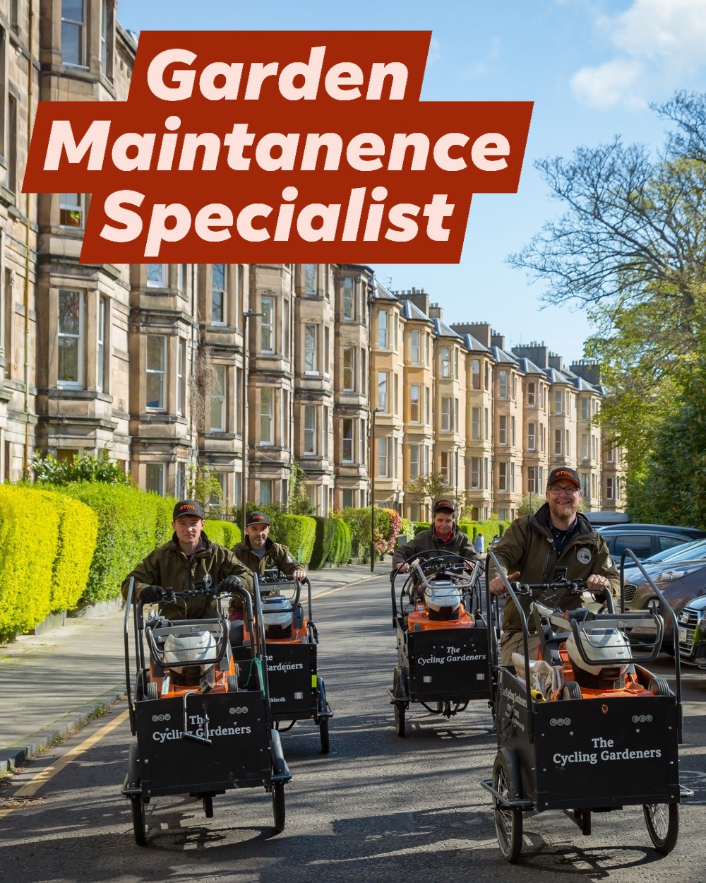 The Cycling Gardeners are back in action for garden maintenance season 2026. We're happy to set up a maintenance schedule that suits your needs. From one hour every four weeks to weekly afternoon visits, whatever schedule suits you, we can set up.
