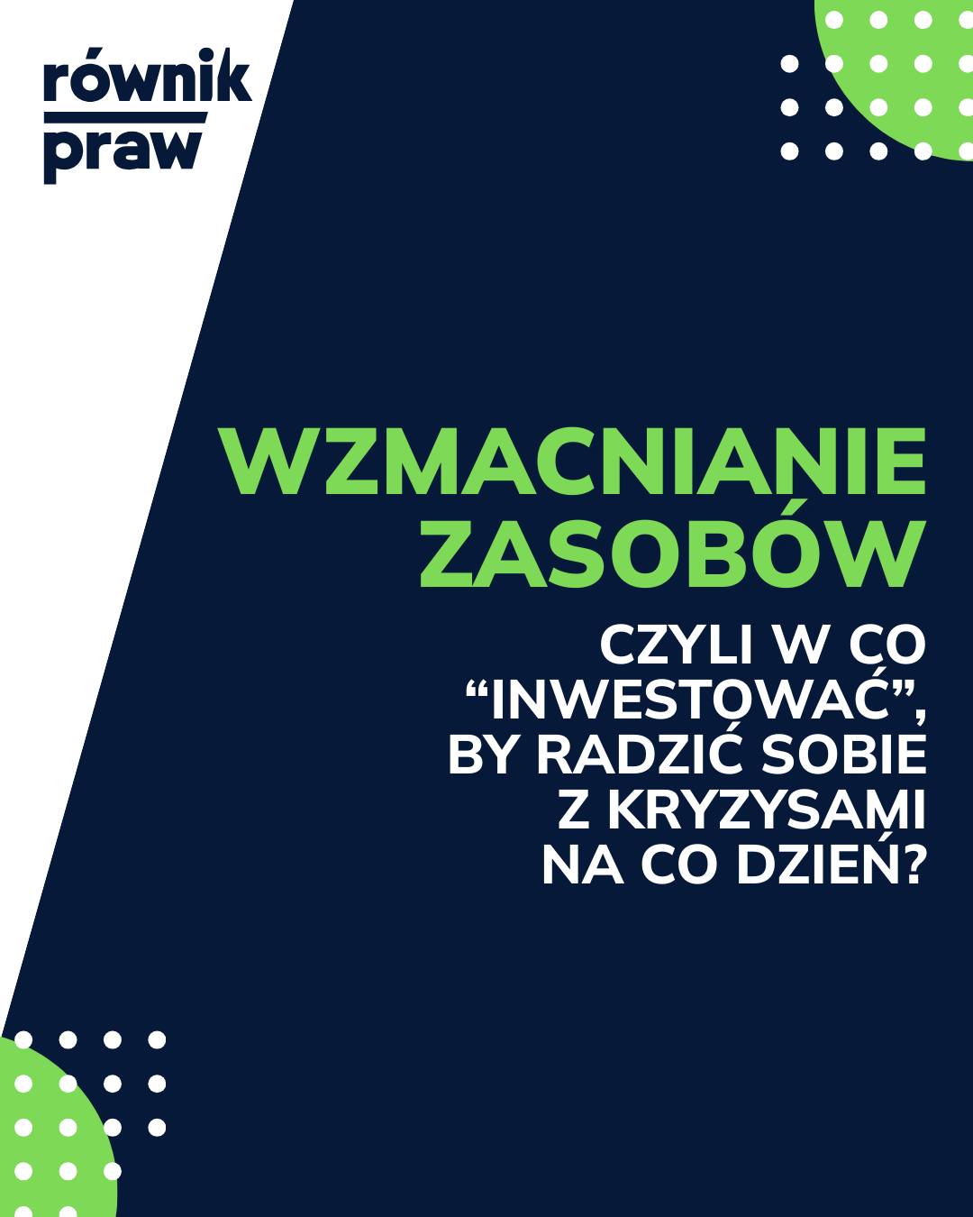 Co sprawia, że jedne osoby szybciej podnoszą się po trudnych doświadczeniach, a inne potrzebują więcej czasu i wsparcia? Kluczową rolę odgrywają zasoby psychiczne - wszystko to co pomaga nam zachować równowagę oraz poczucie wpływu na własne życie.⚖️💪
Wzmacnianie zasobów polega na zauważaniu swoich mocnych stron, rozwijaniu kompetencji oraz korzystaniu z dostępnej pomocy. To proces, który zwiększa odporność psychiczną, ułatwia radzenie sobie ze stresem i pozwala lepiej reagować na zmiany. 🤸♀️
Szczególnie ważne jest to dla osób, które czują się wykluczone lub znajdują się w trudnej sytuacji życiowej. Odpowiednie wsparcie może stać się pierwszym krokiem do odzyskania stabilności i poczucia bezpieczeństwa.
Dlatego w Fundacji Równik Praw rozwijamy dział psychologiczny, w ramach którego oferujemy bezpłatne wsparcie dostosowane do indywidualnych potrzeb. Towarzyszymy w procesie wzmacniania zasobów, pomagamy odnaleźć własną siłę i budować bardziej satysfakcjonującą codzienność.
Jeśli czujesz, że potrzebujesz rozmowy, zrozumienia i profesjonalnej pomocy - jesteśmy tu dla Ciebie. 🫂
Źródła:
Hobfoll, S. E. (2006). Stres, kultura i społeczność: psychologia i filozofia stresu, Gdańskie Wydaw. Psychologiczne, Gdańsk.
Kusiak, M. (2025). Znaczenie zasobów osobistych dla postaw prospołecznych u osób stygmatyzowanych społecznie.