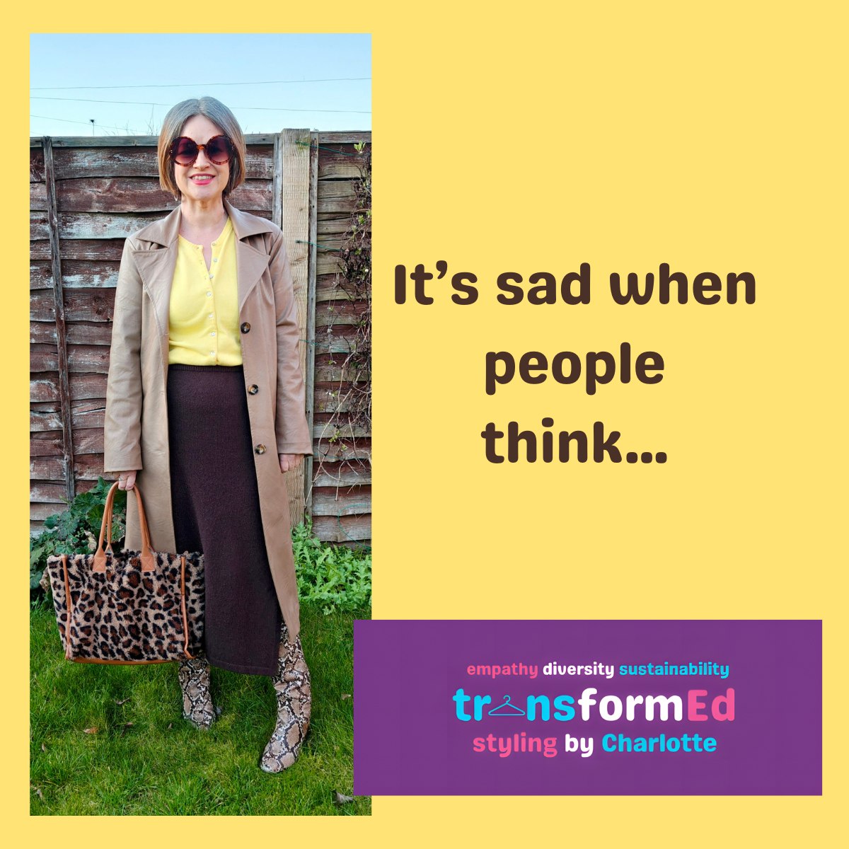 I think it's sad when people think they're too old to wear certain styles. Or conversely feel pressure to dress like younger members of their family even when they're not styles they like. I'm 58 but these snake-print boots have been admired by pensioners and primary-school pupils alike, showing style isn't and shouldn't be linked to age.
#agepositivity #personalstylisthull