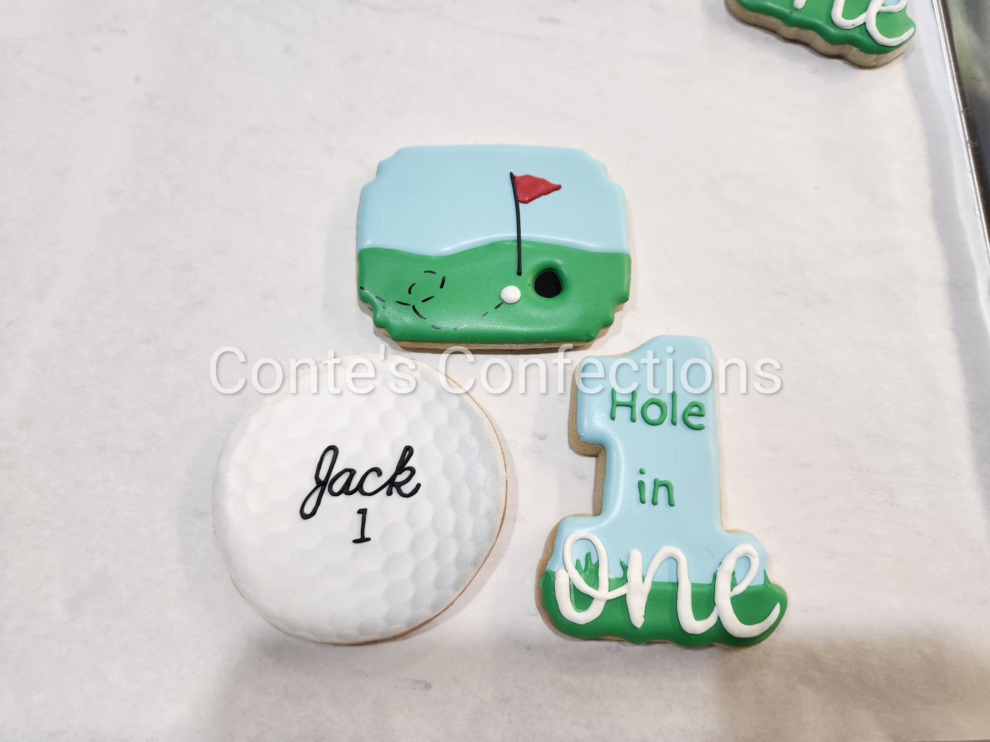 First Birthday golf theme sugar cookies.