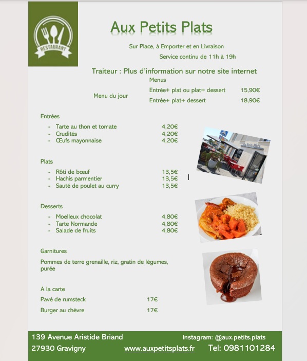 Menu du jour mercredi 4 Mars.