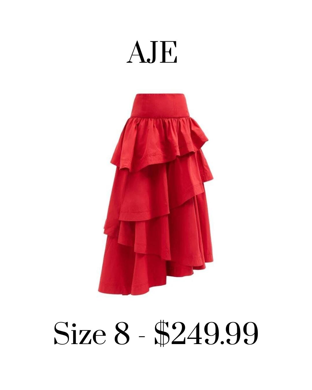 Florals are cute — but scarlet frills? Unforgettable. 🌹
This Aje Cosmos midi skirt is bringing drama in the best way:
✨ Tiered movement
✨ Asymmetric hem
✨ High-rise silhouette
She flows. She turns heads. She owns the room.
Style it with:
🤍 A crisp white blouse
👡 Minimal strappy heels
🧺 A woven spring bag
Size 8 US
$249.99
For the girls who don’t whisper in spring… they arrive. ❤️🌷
Would you style this for brunch or a spring event? Tell me below 👇
#SpringStatement #RedMoment #MidiSkirtStyle #SpringFashion #BoldSpring #AjeStyle #EventReady #SpringWardrobe