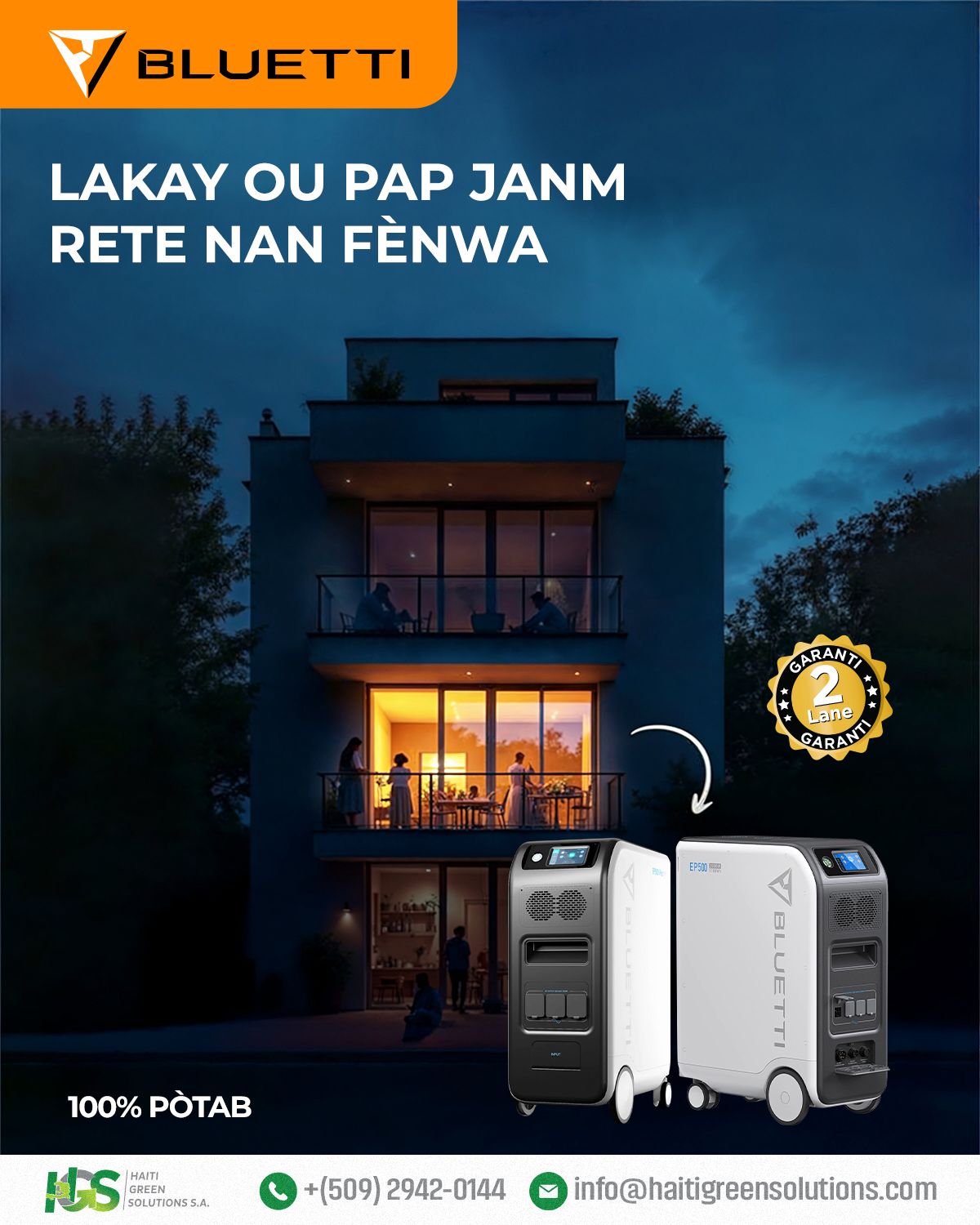 METE KAY LA NAN LIMYÈ💡☀️ Kontakte nou jodi a menm.
📧info@haitigreensolutions.com
📞 2942-0144
Oswa pase nan adrès nou 📍 105, rue Louverture - Petion-Ville, Ha