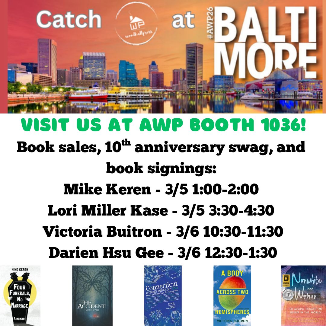Visit us at #AWP26 Booth 1036‼ Join us in celebrating our #10yearanniversary of #WoodhallPress, pick up some #anniversarycelebration swag and #mustreadbooks, and come meet #authors @darienhsugee, @vic_toriawrites, @lorimillerkasewrites, and Mike Keren at their #booksignings! 🎉📚🥳
Can't make it in person to #AWP? Check out our website. All Woodhall titles are 25% off through April 1 with code AWP2026 as part of our ten-year celebration!
#AWPbookfair #bookfair #booksigning #booksigningevent #indiepress #celebrating10years #awardwinningbooks #booksale