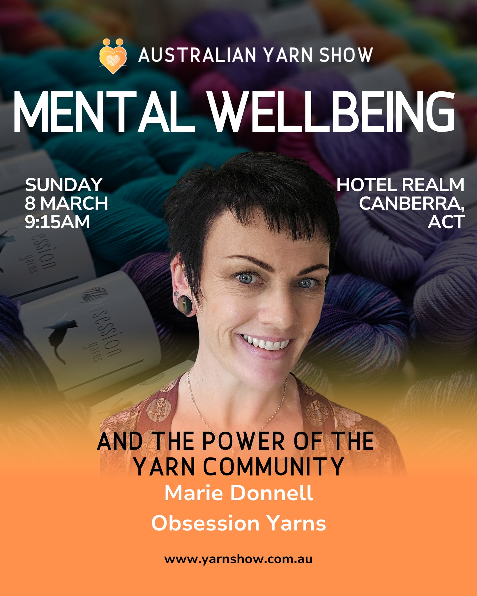 Start your Sunday with heart, honesty and connection during Mental Wellbeing and the Power of the Yarn Community with Marie Donnell of Obsession Yarns 🫶
In this candid and uplifting session, Marie will explore the powerful role yarn craft can play in supporting mental wellbeing. From rejecting hustle culture to embracing creativity at your own pace, she’ll share her personal journey of how knitting, colour and community have helped her navigate life’s challenges and why building a supportive yarn space matters more than ever 🧶
As the founder of Obsession Yarns and a sponsor of the Australian Yarn Show, Marie is known for her bold, small dye-lot hand-dyed yarns in every colour of the rainbow (and beyond). But behind the vibrant skeins is a deeper mission: to inspire joy, connection and creative confidence. Using ethically sourced fibres and thoughtfully handmade notions, Marie has built a colourful Canberra-based business grounded in authenticity and community 🌟
Expect an honest conversation about comparison, confidence and the importance of lifting one another up in a creative industry that thrives on connection. This session is a reminder that sometimes the most powerful thing we can do is simply pick up our needles, take a breath and stitch through it together 🥰
Join Marie at 9:15am on Sunday on the Main Stage and start your day grounded in community, connection and care 🧡