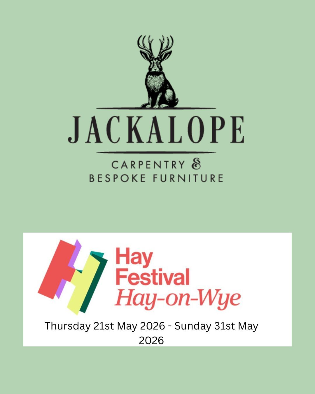 We’ve been keeping something special under wraps…
Jackalope Joinery is thrilled to be exhibiting at the @hayfestival 2026.
Catch us from Thursday 21st May to Sunday 31st May 2026 as we join an incredible lineup of creators, makers, and storytellers.
We’d love to see you there and talk all things timber, texture, and design.
Save the date!