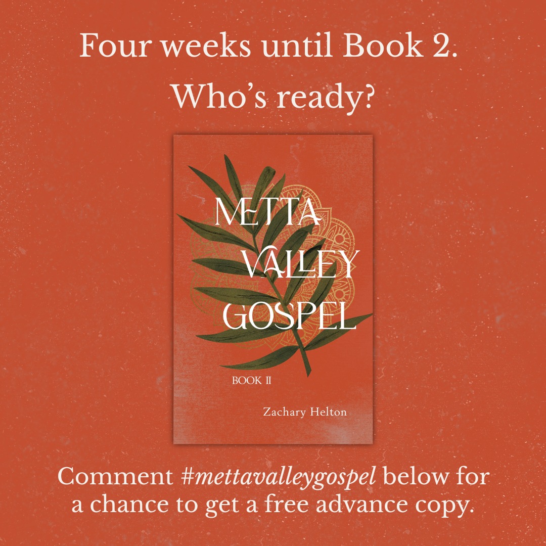 📢 Four weeks! Do you want to be part of the early support team for Metta Valley Gospel: Book 2? Comment #mettavalleygospel below for a chance to get a free advance e-book so you can help it take off running. #indieauthorsofinstagram #exvangelical