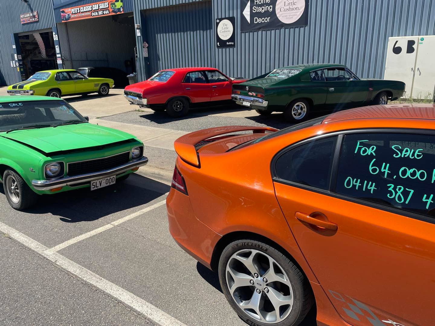 THIS SATURDAY OPEN
TILL 1pm
Close monday
More new stock coming in this week as lots of cars have been offered to me
I’ll bring them in as soon can
OPEN MOST OF THE DAY ON HOT DAYS
THIS WEEKS OPEN TIMES
Open Monday to Friday 9am till 5
Saturday 9am till 2pm
SALE
SELLING AUSSIE CLASSIC CARS
25 in stock 0414387444
Pete’s classic car sales Adelaide
Trade in welcome
Can lay - buy if your a little short on funds
Transport available
Also selling parts
6a GLENROY ST ATHOL PARK
near port Adelaide
Call for prices 0414387444
www.petesclassiccars.com.au
Pics and prices on my new web page