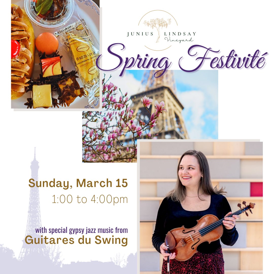 ✨Tickets are going fast!✨ Spring is almost here, and we’re celebrating in style on Sunday, March 15. Join us from 1–4 PM for an afternoon of French gypsy jazz music by Guitares du Swing and delicious French cuisine. It’s the perfect way to usher in the warmer days ahead! 🌷🎶
Enjoy 25% off during our final days of early bird pricing now through March 10! Secure your tickets below or via the link in bio.
https://bit.ly/4rcm6PB
#welcomespring #springfestival #wineandfood #frenchmusic