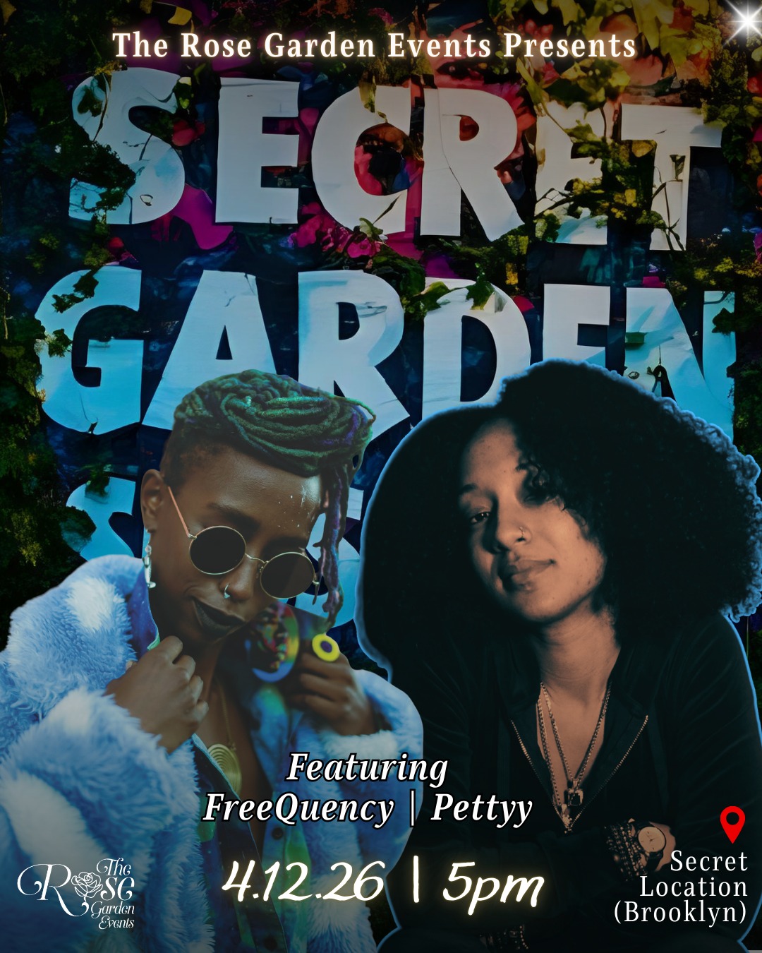 The Garden is opening again. 🌿🌹 Secret Garden Sessions is back, and this time, we’re stepping fully into the light. No more secret location. Just intentional space, powerful artistry, and a room curated for real connection.
We’re honored to welcome our next featured artists to the Garden:
✨ @freequencyspeaks a New Orleans based Poet that unapologetically stands on their poetic business and incites profound thinking.
✨ @pettywap a Queens born and bread lyricist and singer that drops bars and melodies that will grab your soul and blow your mind.
📍 @lacedandwildebk
🗓️ April 12th @ 5pm
Expect an intimate night of artistry, performance, vulnerability, and community.
PLUS! Our signature Secret Garden Spotlight segment where hidden voices in the audience bloom in real time.
If you were there for the inaugural session, you already know… If you missed it, this is your moment.
Seats are limited. Energy is unmatched.
The Garden is open. 🌿
🎟️ Early bird tickets are available NOW! Link in Bio (of course!)
#SecretGardenSessions #TheRoseGardenEvents #KeepGrowing #PerformanceShowcase #Brooklyn