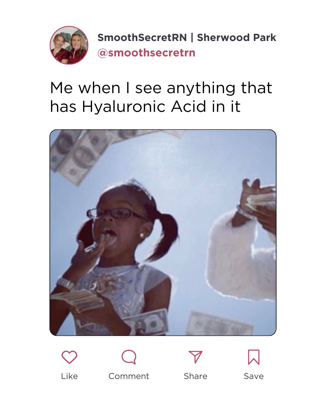 If it says hyaluronic acid I’m listening 👀
It holds onto water, which is why it can help with dehydration lines and that tight, dull feeling.
If you’re already oily but still feel dehydrated, you might still love it.
Share if you’ve been influenced by the letters H A and follow us for skincare that actually makes sense. 😅
————————
Smooth Secret RN 💋 It’s our Secret
Jo-Lynn Gibbs RN, BScN + Pailey Corbett RN, BScN
#HyaluronicAcidSerum #DehydratedSkin #SherwoodParkAesthetics
