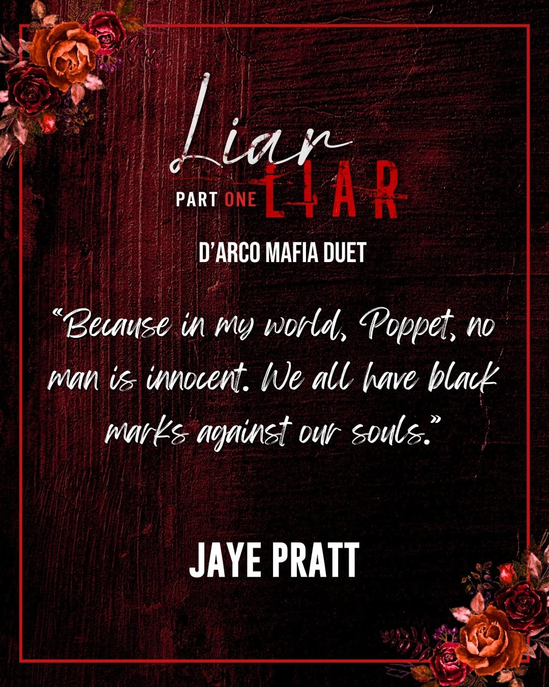 🔥Mafia Romance🔥Reverse harem🔥Missing sister mystery🔥
This Spicy Duology by Jaye Pratt - Author if a must read for anyone who likes their reads on the darker side.
https://www.runesandromance.store/product-page/liar-liar-part-1-by-jaye-pratt
#darkromance #mafiaromance #runesandromance #australianauthor #spicyreads🌶️🔥 #darkside # #bookishlove #booklovers #bookstgram #bookadict #TBRProblems #tbrpile #smallbusinessinperth #supportlocalbusiness #smallbusinessbigdreams #australiasmallbusiness #smallbusinessonline