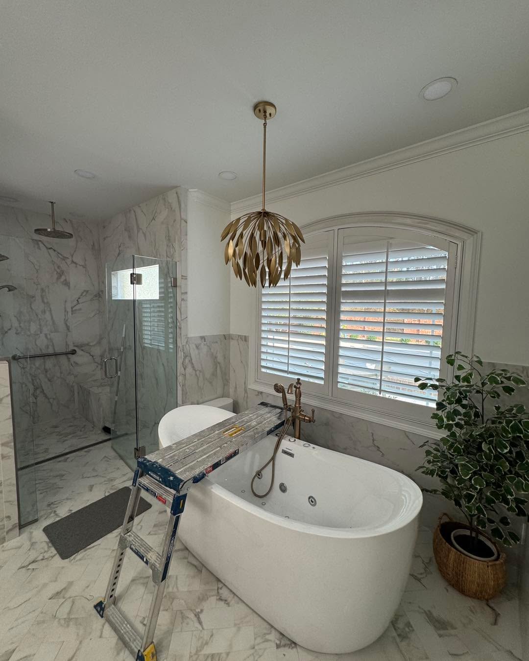 🛁Back in this beautiful bathroom today.
I installed this wicker light a few years ago during the full remodel, and the homeowner recently found another fixture she loved even more.
Always happy to come back and help bring the next vision to life. Repeat customers make the work even better.
#TasklineHomeServices #FayettevilleNC
#HopeMillsNC #Handyman #BathroomRemodel
#LightingUpdate #RepeatCustomer #HomeUpgrades #QualityWorkmanship