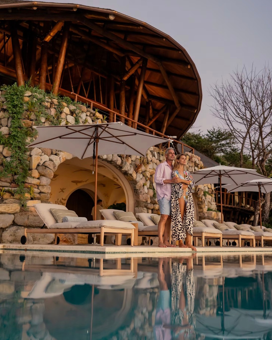 Casa Cavada is the pinnacle of the Islas Secas ethos, an ultra-private paradise seamlessly integrated into the landscape. This luxury residence features a stunning design with a manta-ray-shaped roof, indoor-outdoor living spaces, and an infinity pool with ocean views. It includes four bedrooms, four bathrooms, a private kitchen, and a vast living area leading to a large outdoor terrace with a bar, lounge, and secluded beach.
Guests enjoy personalized service from a dedicated chef and house manager, with a team providing made-to-order meals and housekeeping support. The resort's main hub, a short buggy ride or walk away, offers activities like yoga, spa treatments, and cocktail hours. Staff can arrange excursions such as scuba diving and sunset cruises around the archipelago.
For details, contact info@dominiquedebay.com or call 1-212-752-1416, WhatsApp 1-917-940-2407 #soulofislassecas #dominiquedebaycollection @islassecas #pacificocean #casitas