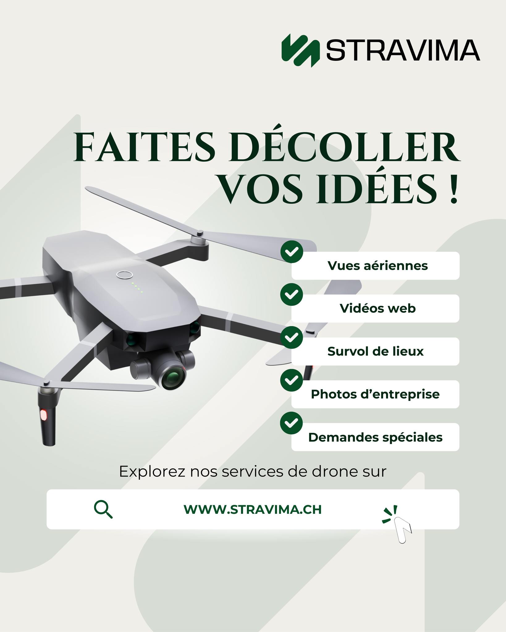 Faites décoller vos idées avec Stravima ! 🚁
Des prises de vue uniques pour donner vie à vos projets et créer des contenus visuels mémorables.
🌐 Explorez tous nos services via notre lien en bio.
---
Lassen Sie Ihre Ideen mit Stravima abheben! 🚁
Einzigartige Aufnahmen, um Ihre Projekte zum Leben zu erwecken und unvergessliche visuelle Inhalte zu schaffen.
🌐 Entdecken Sie alle unsere Dienstleistungen über unseren Link in Bio.
#Drone #VuesAériennes #VideoDrone #MarketingDigital #Stravima #bielbienne