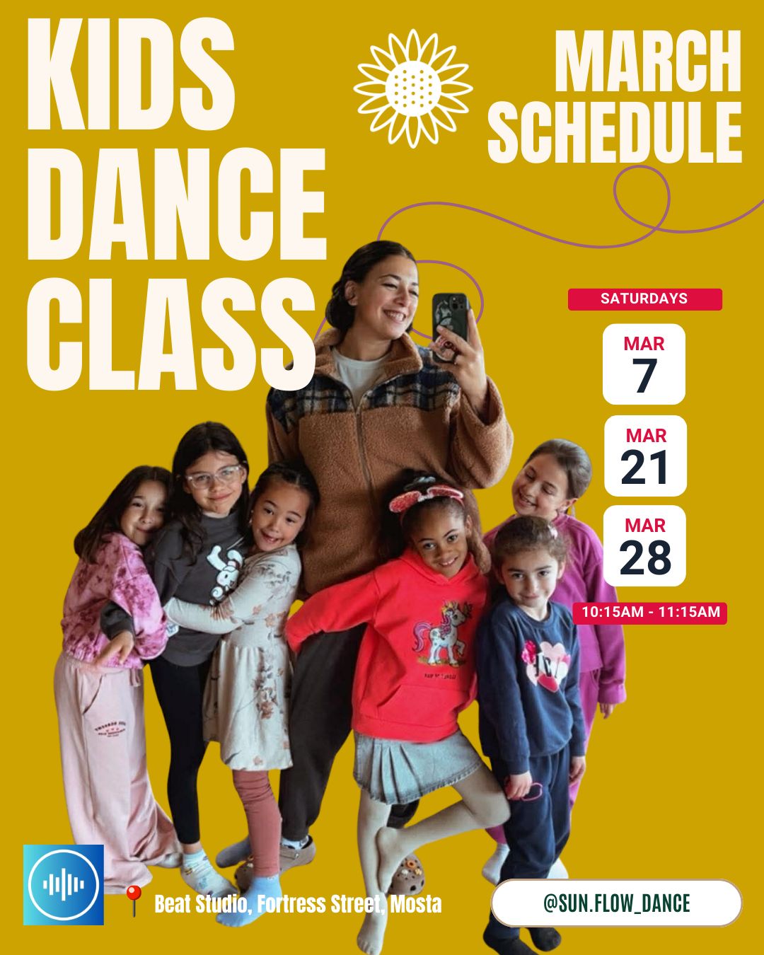 At SUN.FLOW Dance, kids learn strong dance technique, creative expression, and confidence—all in a fun, supportive environment 💛
🧒👧 Kids Dance Classes (ages 5–11)
📅 Saturdays | 10:15 – 11:15
📍 BEAT Studio, Mosta, Malta
🎶 Open to boys & girls
Once-a-week classes led by professional teachers, where learning meets joy and creativity.
📩 Message us for more info, trials, or bookings
⚠️ Limited spots available!
#SUNFLOWDance #KidsDanceMalta #DanceClassesForKids #MostaMalta #BEATStudio #CreativeDance #DanceTechnique #ExpressThroughDance #BoysAndGirlsDance #LimitedSpots