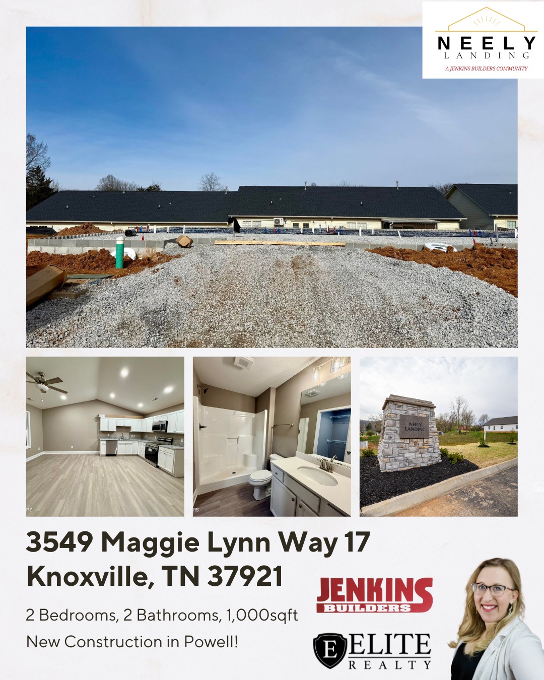 🏡✨ Brand New in Neely Landing! ✨🏡
📍 3549 Maggie Lynn Way #17
Knoxville, TN 37921
💲 $259,900
🛏 2 Bedrooms | 🛁 2 Bathrooms | 📐 1,000 SF | 🚗 1-Car Garage
Welcome to easy, one-level living in the desirable Neely Landing Subdivision! This beautifully designed new construction PUD offers an open-concept layout with vaulted ceilings, modern finishes, and quality craftsmanship throughout.
Perfectly located in the heart of Powell/Karns, you’ll love the quick access to Downtown Knoxville, UT, West Knoxville, shopping, dining, and major employers — convenience truly meets comfort here!
Whether you’re a first-time buyer, looking to downsize, or searching for a smart investment, this low-maintenance home checks all the boxes.
📲 Call me to schedule your private showing anytime!
Let’s get you settled into your brand-new home at Neely Landing!
https://www.flexmls.com/share/DW0VV/3549-Maggie-Lynn-Way-17-Knoxville-TN-37921
#SavannahPriceRealtor #EastTennesseeRealEstate #BuySmart #HomeValue #LocalAgents #newconstruction #KnoxvilleRealEstate #EliteRealty