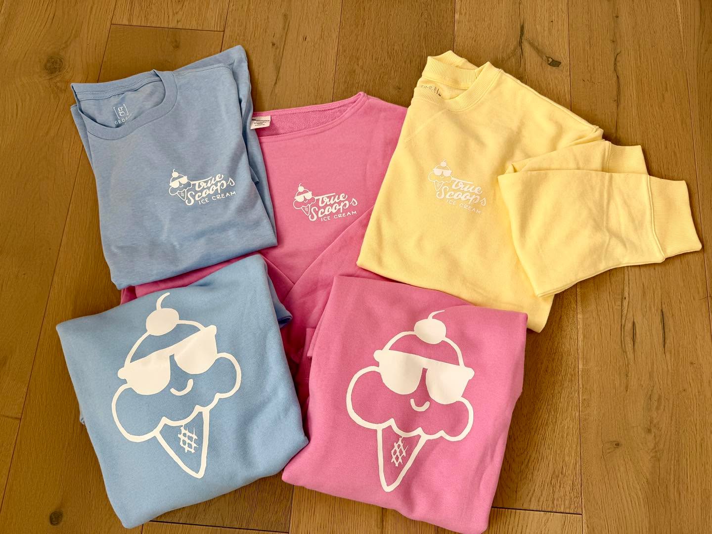 True Scoops prep update!
The Scoop Crew uniforms have officially arrived and we’re getting one step closer to opening day.
Pink, blue, and sunshine yellow! Might add a few more…because you can never have too many colors in an ice cream shop! Scooping ice cream should look as fun as it tastes.
#truescoops #truescoopsmaine #falmouthmaineicecream #maineicecreamshop #falmouthmaine