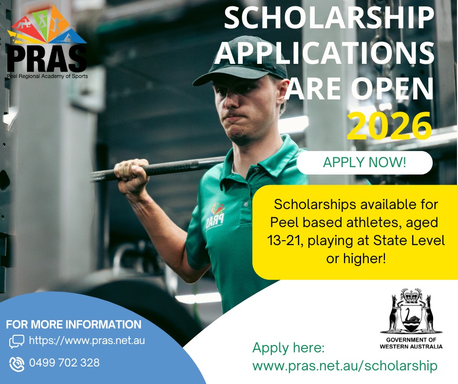 🌟Final day to apply for a scholarship with the Peel Regional Academy of Sports 🌟
Scholarship applications close midnight tonight!
Applications must be made through the website: https://www.pras.net.au/scholarship