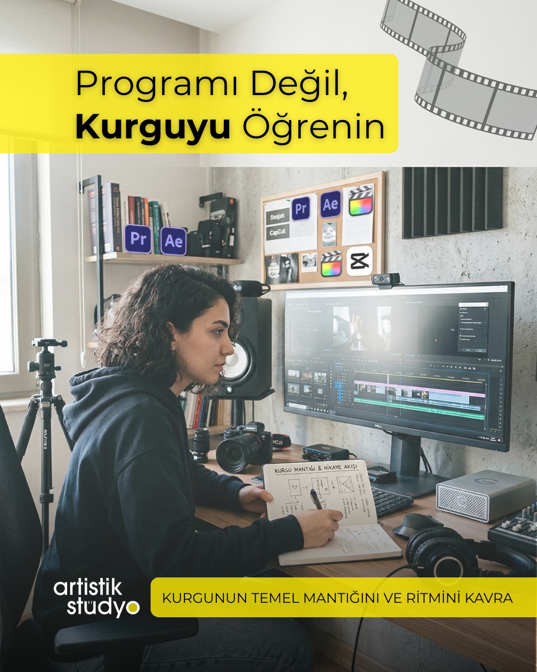 Programı değil, kurgunun ruhunu öğrenin! 🎬✨
Adobe Premiere, After Effects, Final Cut Pro veya CapCut... Kullandığınız araçlar değişebilir ama iyi bir hikayenin matematiği ve ritmi hep aynıdır.
Birçok kurs size sadece hangi tuşun ne işe yaradığını öğretir. Biz ise Artistik Stüdyo olarak teknik butonların ötesine geçiyoruz. Sahneler arası geçişin mantığını, izleyiciyi içine çeken o "görünmez kurgu" sanatını ve profesyonel hikaye anlatıcılığını temelinden kavramanızı sağlıyoruz.
Araçlara hükmetmeyi değil, sahneleri konuşturmayı öğrenerek her platformda fark yaratmaya hazır mısınız?
👉 Detaylı eğitim müfredatı ve kayıt bilgileri için 0542 248 69 20
#ArtistikStüdyo #VideoKurgu #KurguEğitimi #VideoEditing #KurguMantığı #MontajEğitimi #AdobePremiere #AfterEffects #FinalCutPro #CapCut #PremierePro #VideoEditor