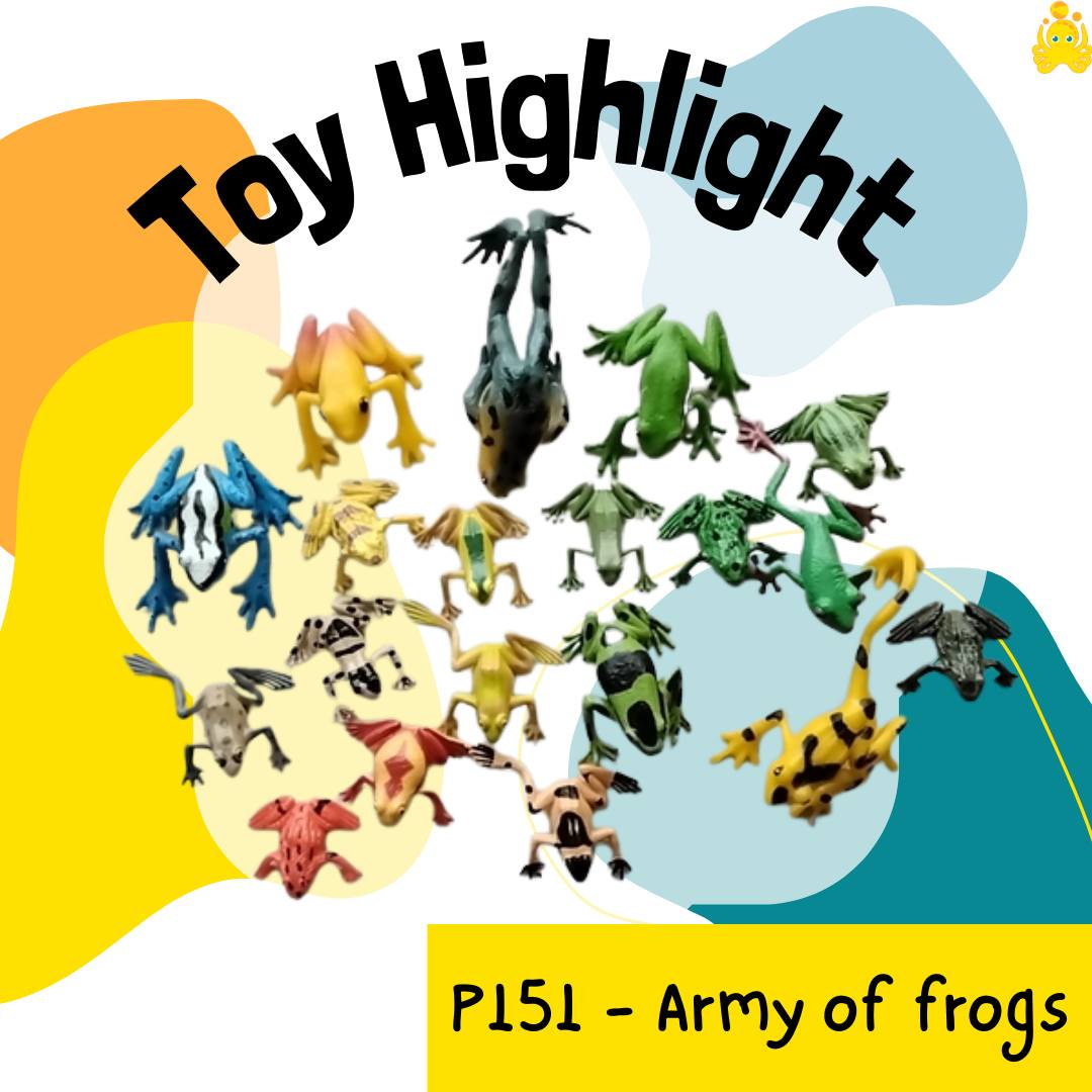 toy highlights for today:
P151 - Army of frogs
https://cockburntoylibrary.setls.com.au/items/3008
M199 - Tone drum, frog castanet and claves
https://cockburntoylibrary.setls.com.au/items/358
S1063 - Frog Rocker
https://cockburntoylibrary.setls.com.au/items/495
S469 - Feed the frog golf putting set
https://cockburntoylibrary.setls.com.au/items/1843