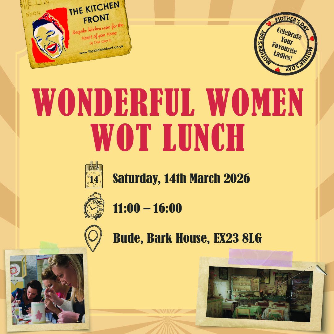 Join us for our Wonderful Women Wot Lunch 💐
Bring your favourite ladies and enjoy a relaxed, creative get-together with a short ceramics session followed by a light afternoon tea.
Choose from our gorgeous range of ceramic kitchenware bits and bobs to design, then tuck into cucumber sandwiches, fresh scones and sweet treats.
It’s the perfect opportunity to slow down, catch up and spend some quality time together in a warm and welcoming setting.
✨ Treat the wonderful women in your life and make a day of it.
Book your place in advance through the link in our bio⬆️
📅 Saturday 14th March 2026
⏰ 11am – 4pm
📍 Bude, Bark House, EX23 8LG
#MothersDay #Celebrations #VintageTearoom #PotteryPainting #ArtsAndCrafts
