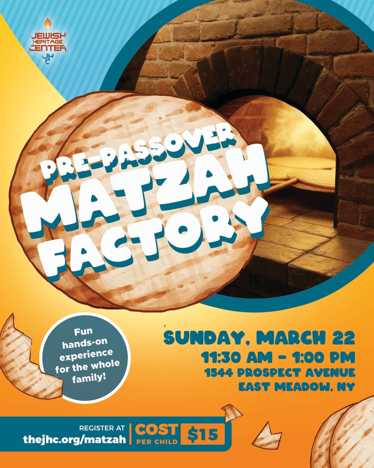Our Pre Passover Matzah Factory is back!
Join us for a fun and interactive experience where children will learn how matzah is made and bake their own!
Reserve your spot today: https://www.thejhc.org/matzah