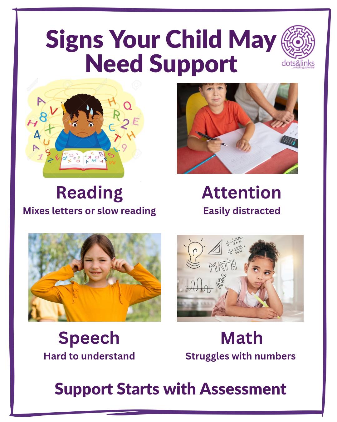 Sometimes what looks like a phase may actually be a learning difference that needs the right support.
Early identification helps children gain confidence, develop the skills they need, and succeed both in school and in everyday life.
If you’ve noticed signs like difficulty reading, trouble focusing, unclear speech, or struggles with numbers, an early assessment can provide clarity and guidance for the next steps.
Every child learns differently and the right support at the right time can make a big difference.
Call us to at 02 666 0948 book your Cognitive Assessment today.