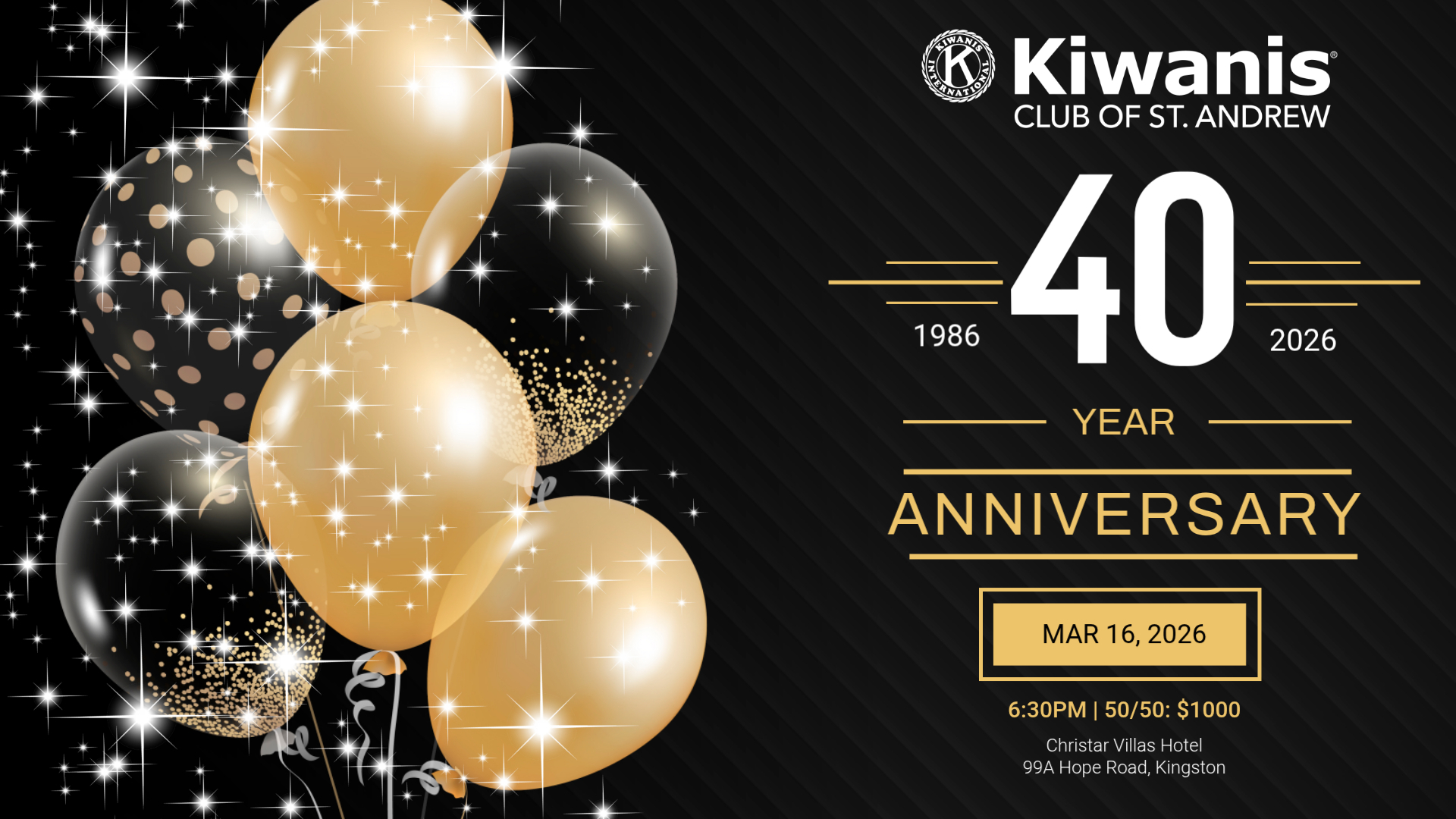 You are specially invited to celebrate 40 unbroken years of service with us. #Kiwanisproud #kiwanis