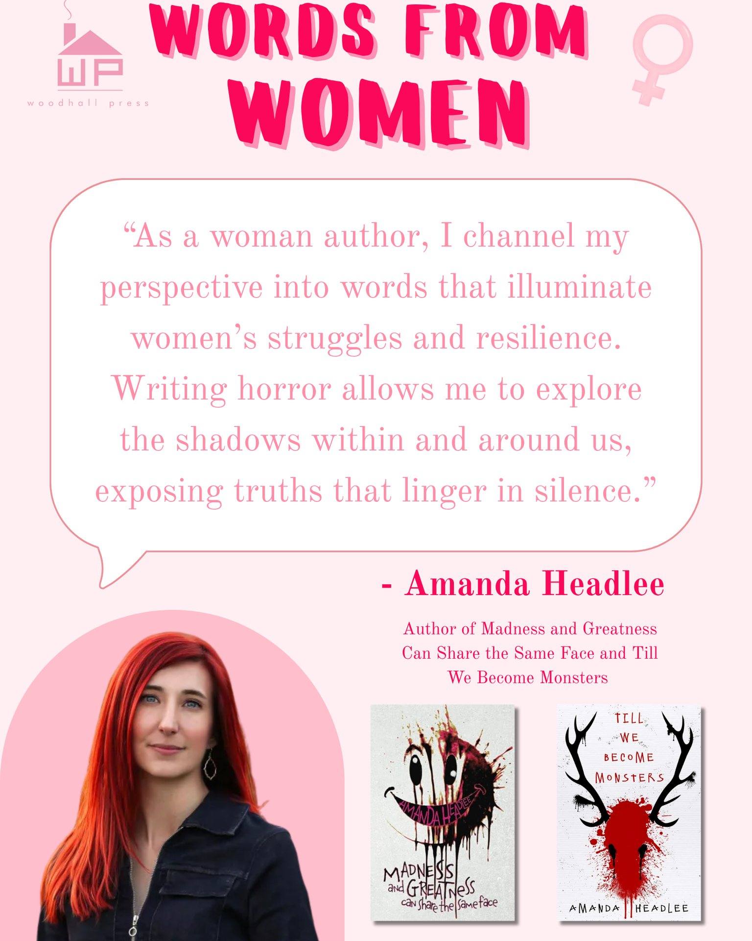 #WomensHistoryMonth thoughts from #author @amandaheadlee!
Amanda's #horrorbooks TILL WE BECOME MONSTERS and MADNESS AND GREATNESS CAN SHARE THE SAME FACE are available via link in bio.
#WomensHistoryMonth2026 #mustread #fiction #darkfiction #shortstories #madness #greatness #insanity #depthsofmadness #psychologicalfiction #horrorfiction #horrorliterature #shortstorycollection #horrorstories #horrorwriter #horrormustread #thrillsandchills