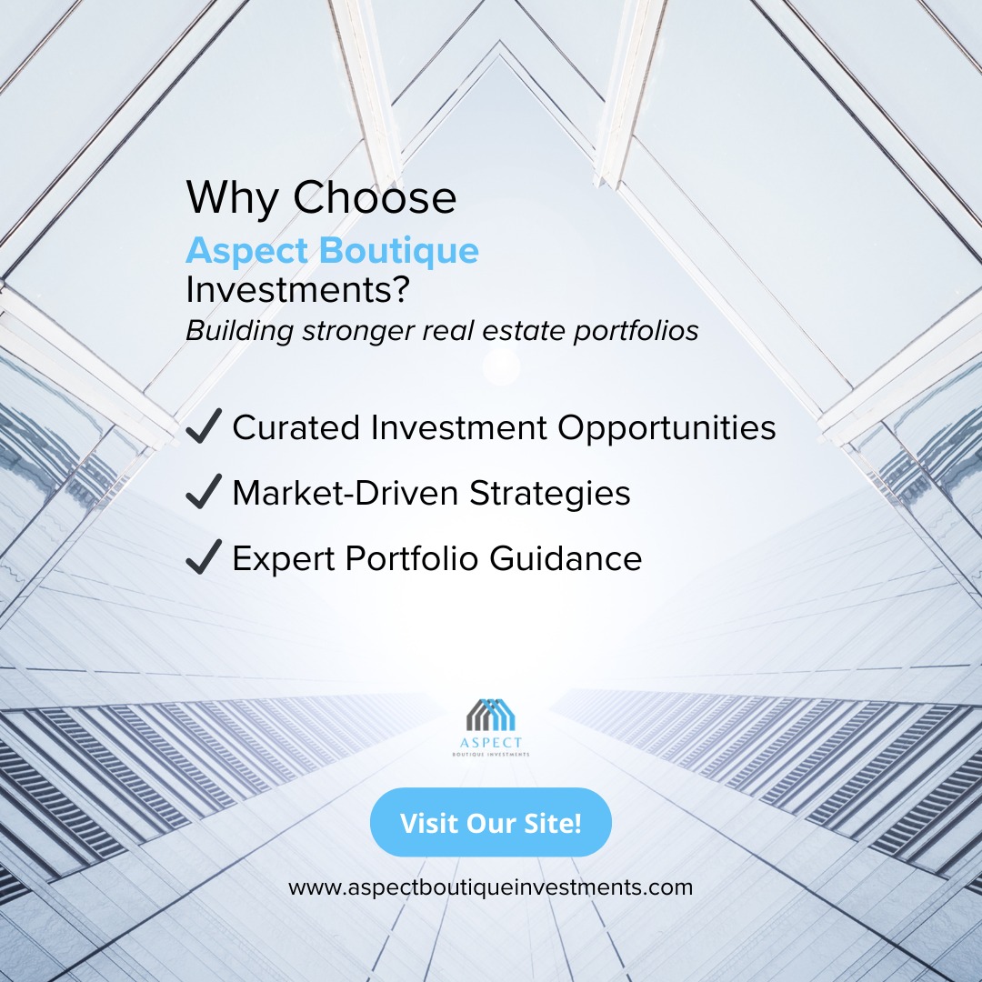 Building a successful real estate portfolio requires more than opportunity — it requires strategy. At Aspect Boutique Investments, we help investors identify curated opportunities, navigate market-driven strategies, and build portfolios designed for long-term growth.
Whether you’re expanding your holdings or entering the market for the first time, our expert guidance helps you make confident investment decisions.
Explore opportunities and learn more at:
🌐 www.aspectboutiqueinvestments.com
#RealEstateInvesting #InvestmentStrategy #RealEstateInvestors #WealthBuilding