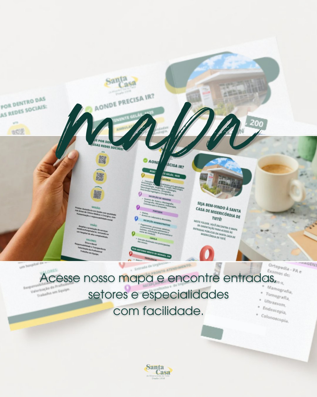 Seja bem-vindo à Santa Casa de Misericórdia de Tietê. 🗺
Pensando em facilitar a chegada e o atendimento de todos, disponibilizamos um mapa da nossa estrutura, onde estão sinalizadas as entradas do hospital e os principais setores e especialidades atendidas.
Assim, pacientes, acompanhantes e visitantes podem se localizar com mais facilidade e encontrar o setor correto para o seu atendimento.
O mapa pode ser consultado em nosso site ou encontrado fisicamente nas recepções do hospital, auxiliando quem precisa de orientação ao chegar à unidade.
Nosso objetivo é tornar a experiência dentro do hospital cada vez mais organizada, acessível e acolhedora para toda a população.
https://www.santacasatiete.com.br/mapadeacesso
-
📍 Santa Casa de Misericórdia de Tietê
💚 Cuidando da nossa gente.