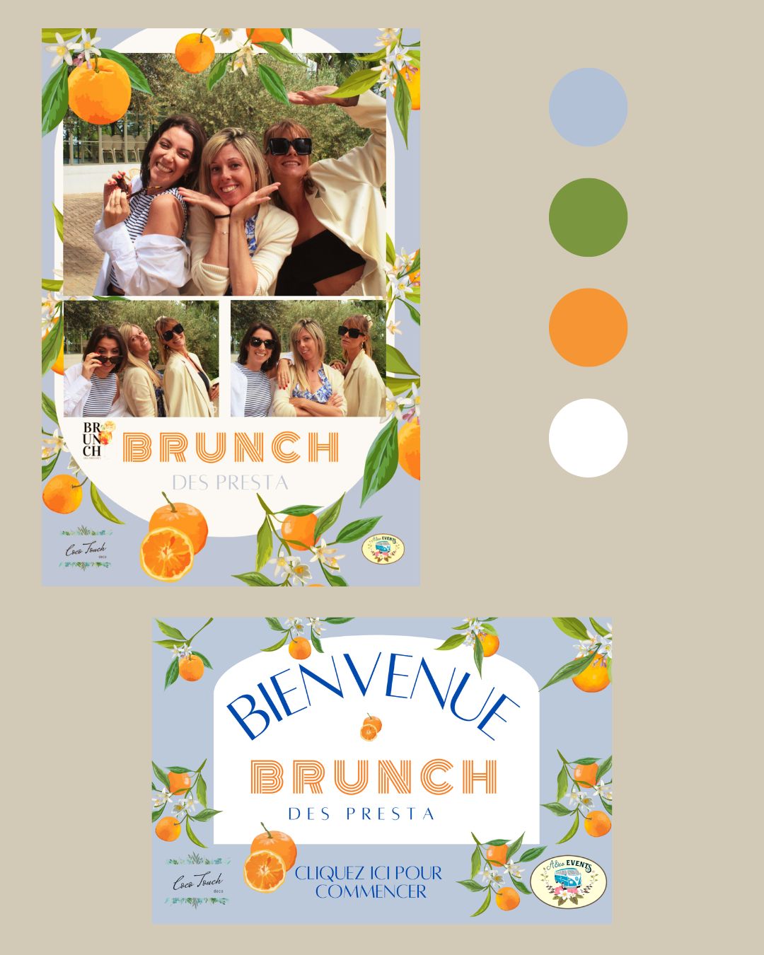 🍊✨ Design sur mesure pour votre événement ✨🍊
Chaque événement est unique… votre photobooth aussi 📸
Pour ce Brunch des prestataires, nous avons créé un visuel personnalisé aux couleurs et à l’ambiance de la journée :
🎨 Palette harmonisée
🌿 Éléments graphiques adaptés au thème
🧡 Mise en page élégante et moderne
Mariage, anniversaire, baptême, soirée d’entreprise ou brunch…
Nous réalisons un design 100% sur mesure en fonction de votre univers ✨
Nous n'avons pas de catalogue.
📍 Disponible dans l’Hérault et le Gard
📩 Contactez-nous pour créer ensemble un décor qui vous ressemble
#Photobooth #DesignSurMesure #Evenementiel #Herault #Gard #Brunch #Mariage #Anniversaire #Decoration #photoboothmontpellier #eventmontpellier
@mas_aubrilha
@brunchdesprestats
@sandra_estelles_wedding
@cocotouchdeco
@agathehairandmakeup
@annedelamarre_photographie