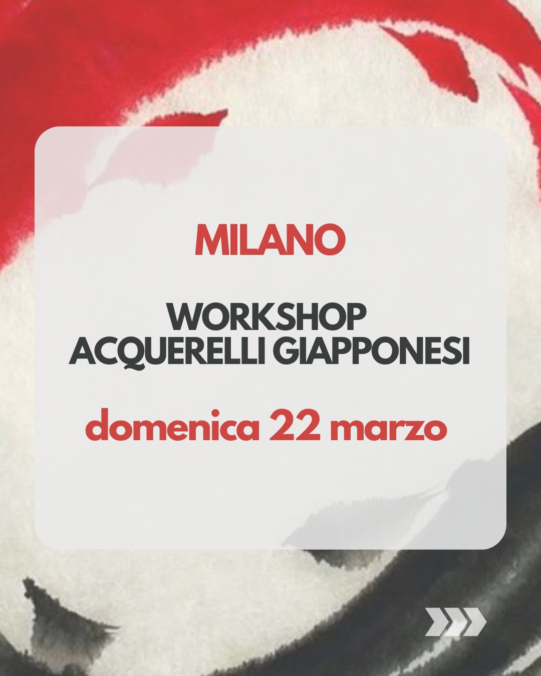 Milano corre sempre, ma domenica 22 marzo
per qualche ora possiamo scegliere un altro ritmo.
Sedersi davanti alla carta,
intingere il pennello nell’acqua,
e lasciare che il gesto trovi la sua strada.
Nel Saiboku workshop di acquerelli giapponesi lavoreremo su due soggetti della tradizione:
🌿 Il Glicine - Il segno scende leggero, seguendo il peso dell’acqua e il movimento naturale del ramo.
🐟 La Carpa Koi - Il colore attraversa la carta come una corrente viva, il gesto diventa continuo, fluido.
Due incontri indipendenti.
Puoi partecipare a uno oppure attraversarli entrambi.
📍 Milano - via Carlo Maderno 4
📅 Domenica 22 marzo
Mattino 10.30–12.30
Tema: Glicine
Pomeriggio 14.00–16.00
Tema: Carpa Koi
Costo: €75 cadauno
di cui €25 all'iscrizione sul sito e saldo il giorno del corso.
Materiali inclusi
Gruppo raccolto (max 8 persone)
link in bio