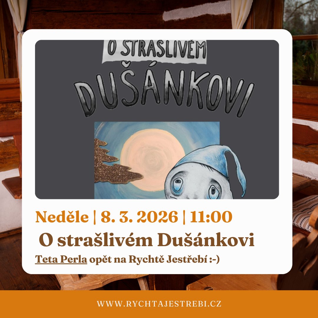Už tuto neděli u nás na Rychtě:
Strašidelná pohádka o hradním strašidle Dušánkovi a o tom jaké to je, když jste malé strašidlo a neumíte strašit... a hlavně nechcete. Písně strašidelné - Teta Perla
Začínáme v 11 hod, ale program pro vás máme připravený na celý den. Přijďte s námi strávit MDŽ.
Rychta Jestřebí - tady je ten pocit