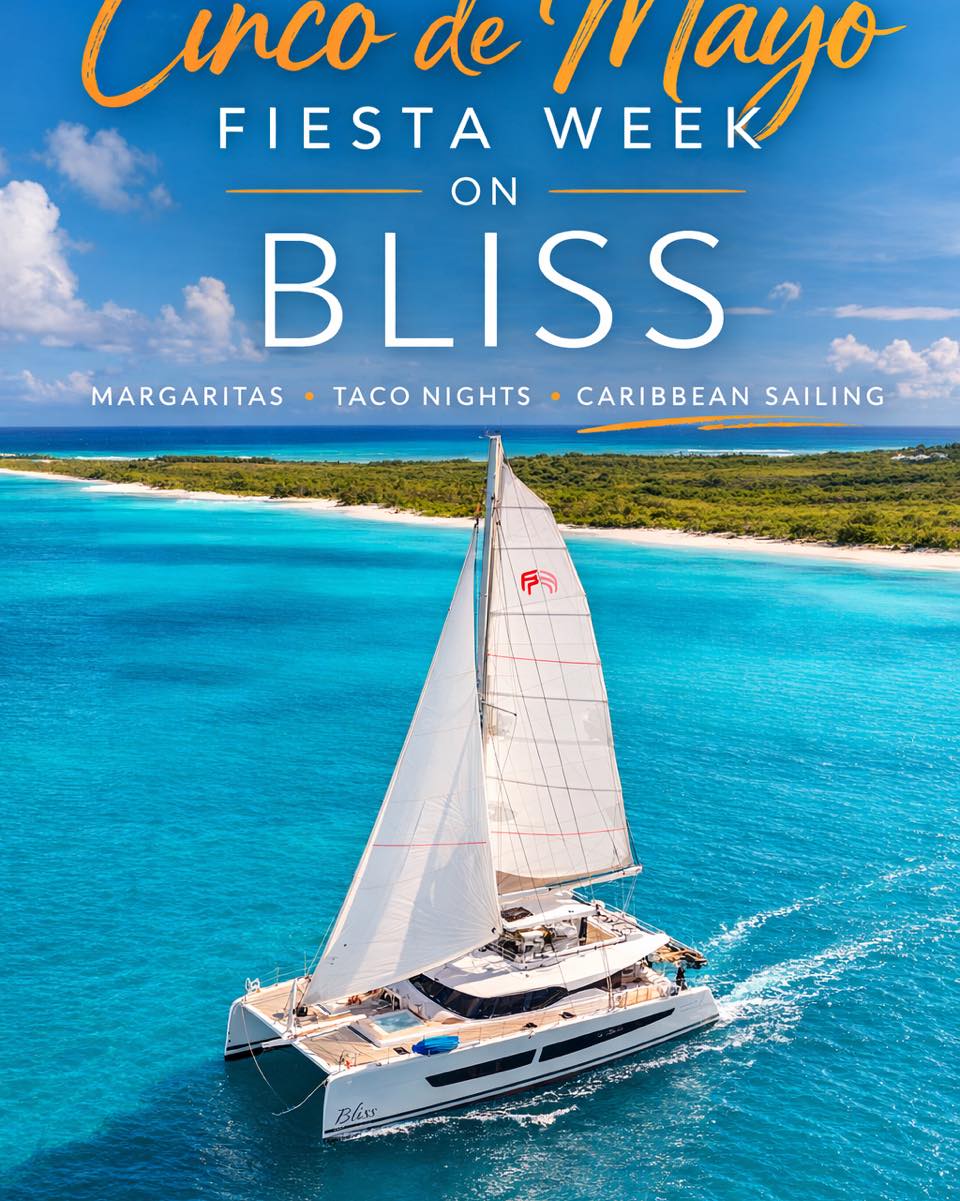 🌮 Cinco de Mayo Fiesta Week on Bliss
Celebrate Cinco de Mayo in Caribbean Luxury
Step aboard Bliss, a stunning Fountaine Pajot 67, for a vibrant week of sailing, celebration, and elevated cuisine in the British Virgin Islands.
Hosted by Captain Rob & Chef Bex, this special themed charter combines world-class sailing with the bold flavors and festive spirit of Cinco de Mayo.
✨ Special Offer: Enjoy 10% off this charter week only.
⸻
Highlights of the Week
🍹 Margarita & Tequila Tastings
Classic, spicy, and tropical margaritas crafted onboard.
🌮 Cinco de Mayo Fiesta Dinner
Chef Bex’s vibrant Mexican-inspired tasting menu.
🔥 Taco & Tequila Night
Fresh tacos, house-made salsas, and premium tequilas.
🌅 Sunset Celebrations
Cocktails in the bow jacuzzi as the Caribbean sun melts into the sea.
⛵ Sailing the BVI
Explore secluded beaches, turquoise anchorages, and hidden island gems.
⸻
A Taste of the Fiesta
Example menu highlights:
• Fresh guacamole & ceviche
• Baja fish tacos with mango salsa
• Tequila-lime grilled shrimp
• Street corn with chili & lime
• Churros with dark chocolate dipping sauce
Paired with margaritas, palomas, and mezcal cocktails.
⸻
The Bliss Experience
Guests will enjoy:
✨ Luxury sailing aboard Bliss (FP67)
✨ Gourmet cuisine by Chef Bex
✨ Signature cocktails & curated wines
✨ Island hopping through the British Virgin Islands
⸻
Celebrate in Style
Cinco de Mayo Fiesta Week on Bliss
A vibrant charter combining Caribbean sailing, incredible cuisine, and festive celebrations.
✨ 10% off this themed charter week only.
Limited availability.
🌴 www.bliss67.com
📩 Contact your preferred charter broker
#BlissYacht
#BlissCharters
#BVIYachtCharter
#LuxuryYachtCharter
#CrewedYachtCharter
#FountainePajot67
#SailingBliss
#luxurysailing
#CincoDeMayo
#CincoDeMayoAtSea
#FiestaAtSea
#MargaritasAtSea
#tacosandtequila