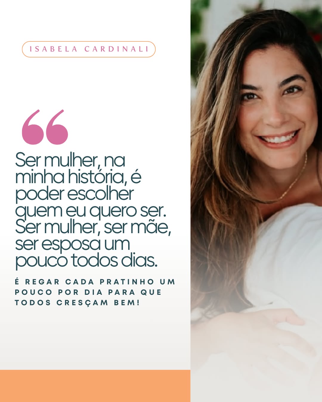 Celebramos a sensibilidade e a trajetória de mulheres que transformam a profissão em propósito.
Nesta campanha de Mês da Mulher, convidamos, também, as nossas parceiras a compartilharem, em uma frase, o que significa ser mulher em sua própria história.
✨ Hoje, quem divide a sua visão é a Isa Cardinali, gestora de tráfego pago dos clientes Abrace.
A sua profissão cuida para que as marcas dos outros cheguem a mais pessoas, com essência e propósito. A sua caminhada leva junto todos os outros papéis, mãe, esposa, amiga, filha, empresária.
Quase sempre, alguns pratinhos não estarão rodando. Mas, segundo a Isa, serão regados, através das plantinhas que ficam em cima de cada um deles.
É melhor acreditar no desequilíbrio do equilíbrio do que almejar a perfeição.
Cada mulher que escreve a sua própria trajetória, inspira outras no caminho. 🧡
#MesDaMulher #Mulheres #EmpreendedorismoFeminino #AutoridadeFeminina #TráfegoPago #AbraceComunique