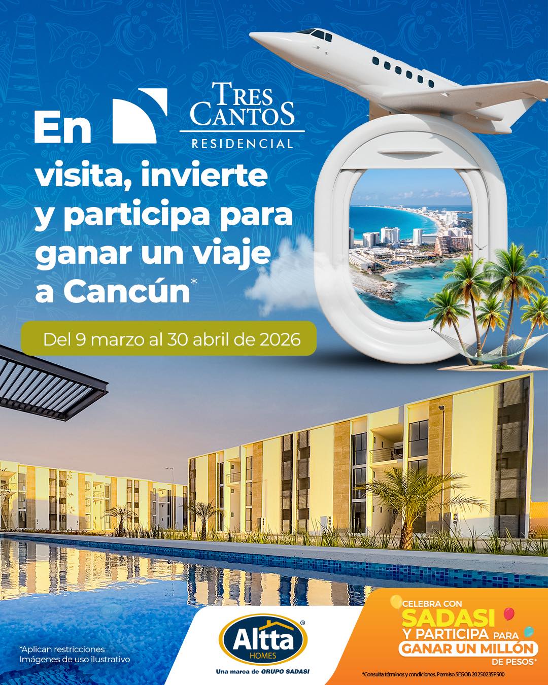 🏡 Invierte en tu futuro… y prepárate para viajar. ✈️
Tu nuevo hogar te puede llevar directo al paraíso.. 🌊🌴
📅 Vigencia del 9 de marzo al 30 de abril de 2026. Aplican restricciones*