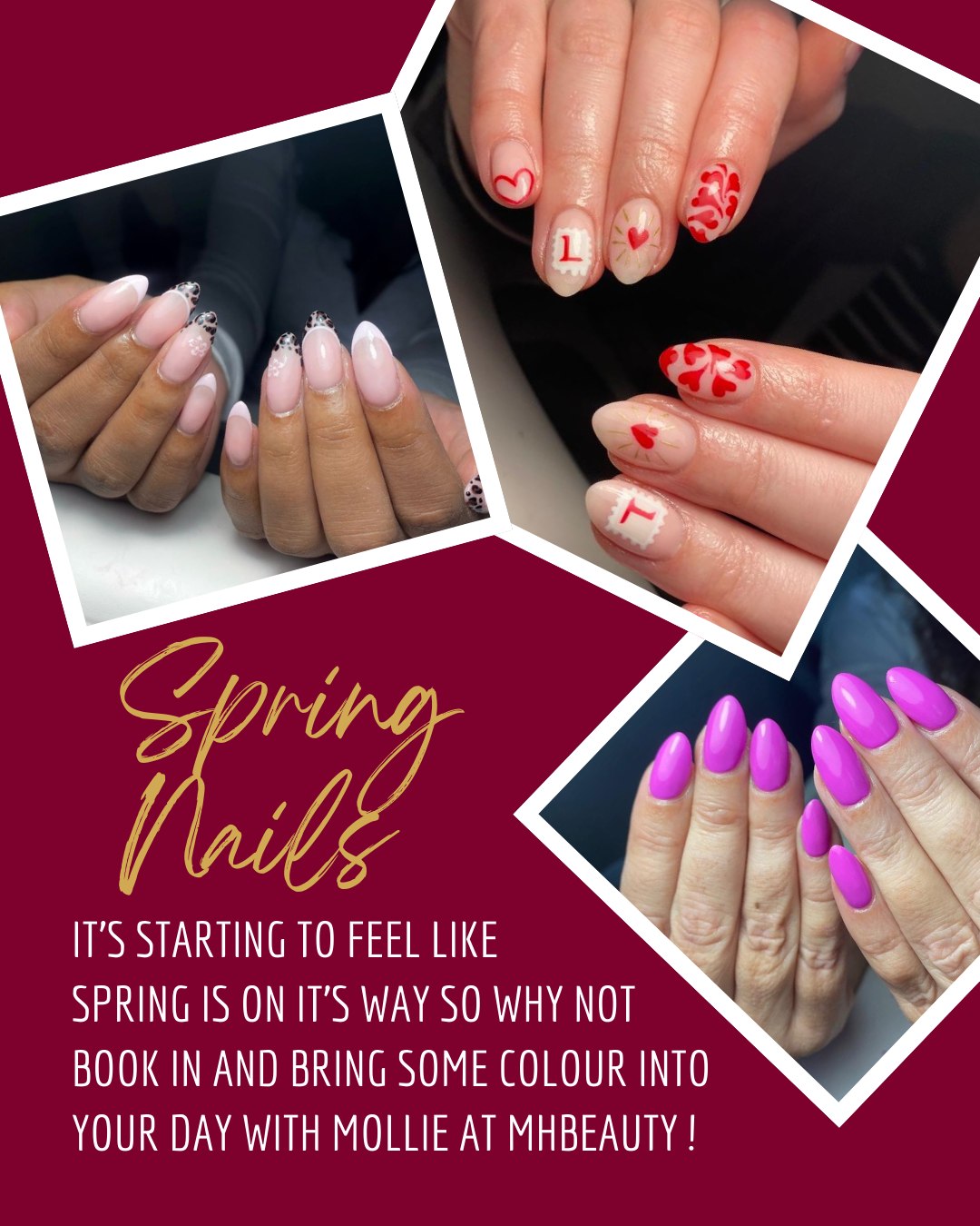 Does it feel like Spring is just around the corner or are we just being fooled by the little moments of sun that keep appearing ?
Either way we think the perfect way to brighten these rainy days is to get some wonderful Spring colour on your nails ! Book in with mhbeautysurrey and Mollie will create magic 💅
Head to Mollie's social media to get booked in!
#springnails #springnailart #nailtech #horleynailsalon #surreynailtech #surreynailsalon #surreysalon #horleysalon #rubymoontherapies #rubymoon