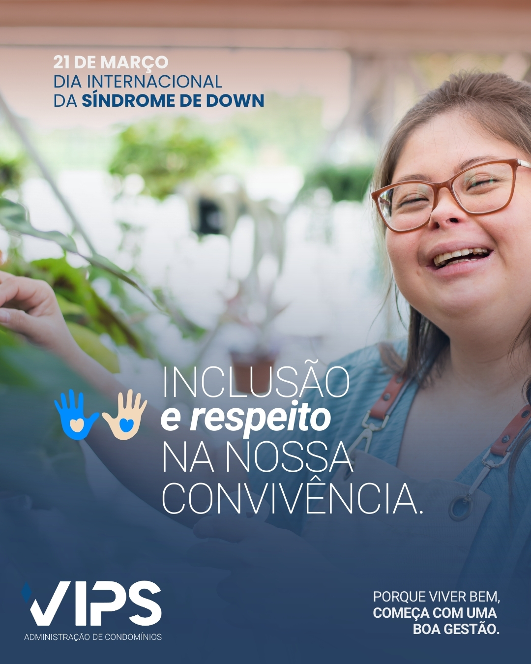 A verdadeira evolução de uma comunidade está na capacidade de incluir e respeitar a todos. No Dia Internacional da Síndrome de Down, celebramos a diversidade que enriquece a nossa convivência. ❤️💙
Promover um ambiente acolhedor e sem barreiras é parte fundamental de uma administração humana e eficiente.
VIP’S 25 anos – Porque viver bem começa com uma boa gestão.
#SindromedeDown #Inclusao #Respeito #VipsCondominios #ConvivenciaConciente