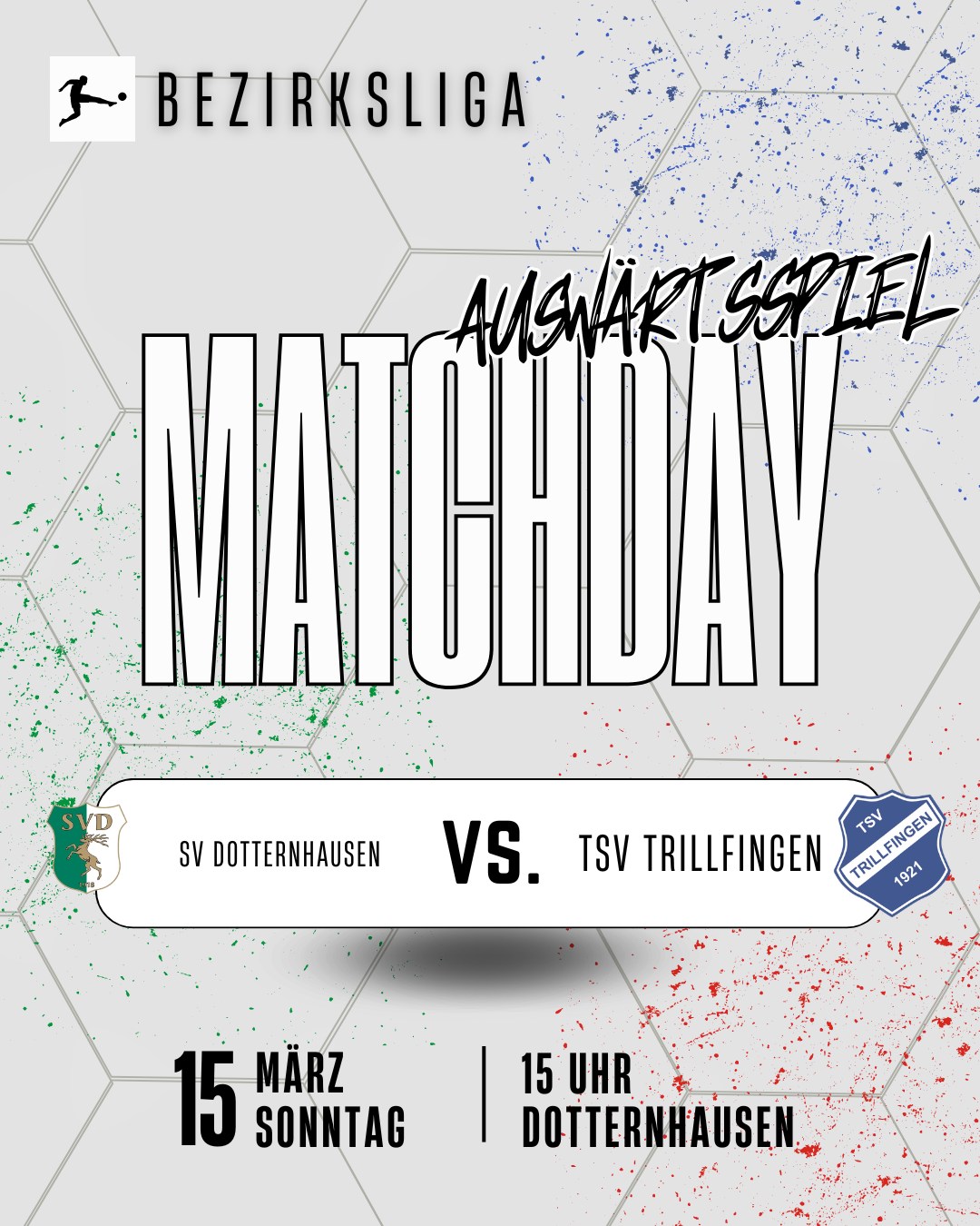 ⚽️ Auswärtsspiel in Dotternhausen!
Am Sonntag sind wir wieder in der Bezirksliga gefordert. Unsere Jungs reisen zum SV Dotternhausen – ein unangenehmes Auswärtsspiel, bei dem wir alles reinwerfen müssen. 💪 Nach dem Erfolg zu Hause gegen Grosselfingen, wollen wir hier ebenfalls zählbares mit nach Trillfingen nehmen.
📅 Sonntag, 15. März
🕒 15:00 Uhr
📍 Dotternhausen
Kommt vorbei und unterstützt unsere Mannschaft vor Ort! Jeder Support zählt. 🔥⚽️
#tsvtrillfingen #bezirksliga #auswärtsspiel #matchday #fussball #gemeinsamstark