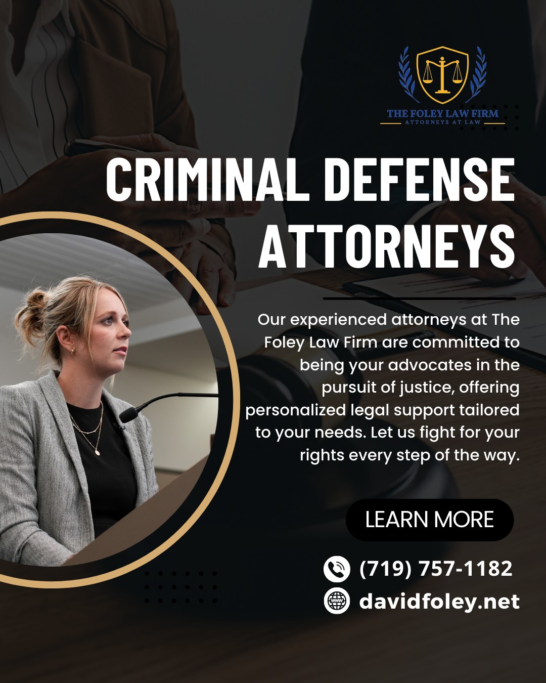 When you’re facing criminal charges, the attorney you choose matters. The right defense can make a real difference in protecting your rights, your reputation, and your future.
At The Foley Law Firm, our experienced criminal defense attorneys are committed to building strong strategies and standing by our clients every step of the way.
Learn more about how we can help
#TheFoleyLawFirm #coloradosprings #lawyer #defenselawyer #criminaldefense