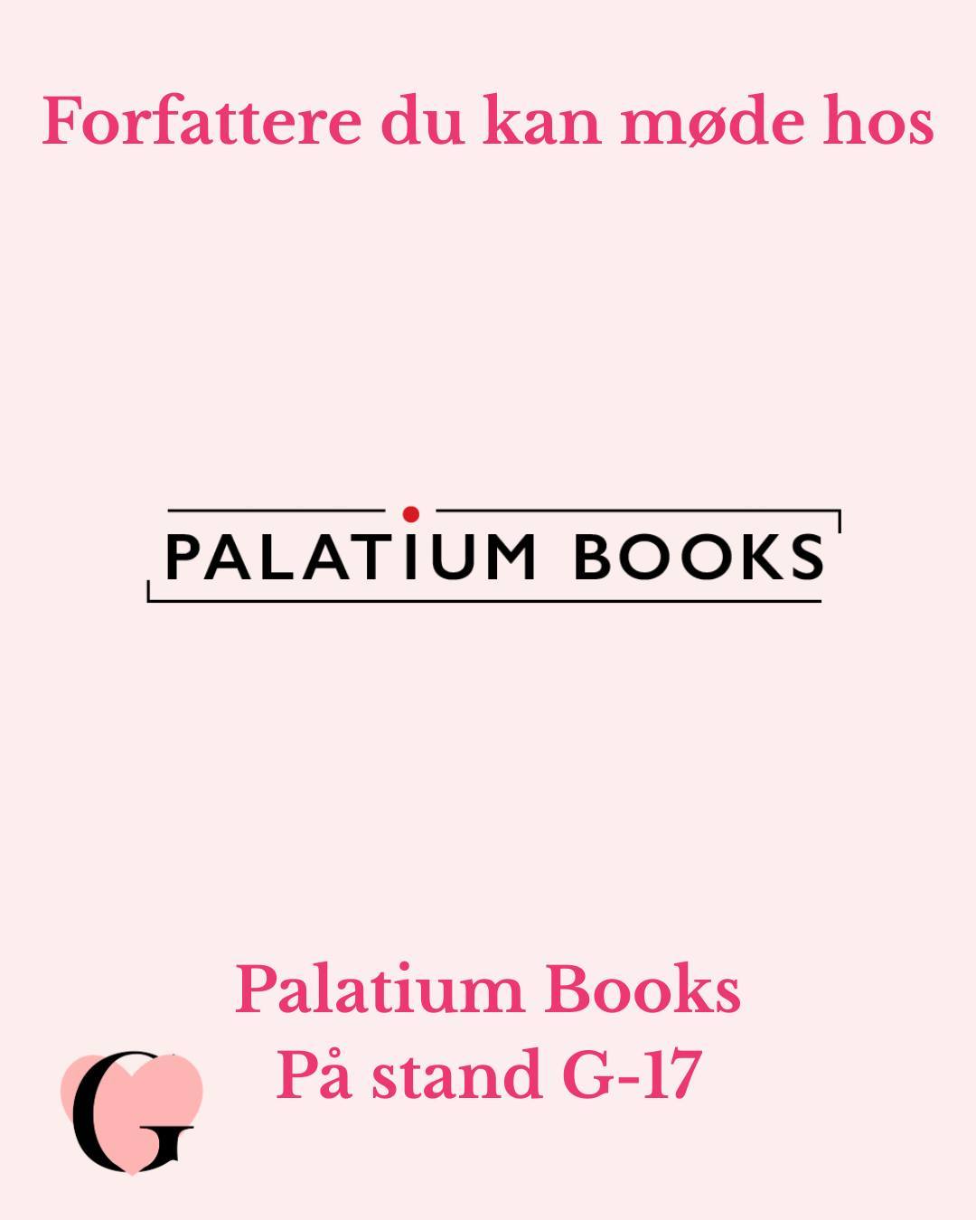 Tag et smut forbi Palatium Books på stand G-17 og mød to af deres forfattere.
Danske Klara Witt og Britiske Laura Starkey har begge signeringer i løbet af weekenden.
Præcise tidspunkter finder du i magasinet, der både ligger på hjemmesiden eller er at finde i fysisk form på et af landets biblioteker.