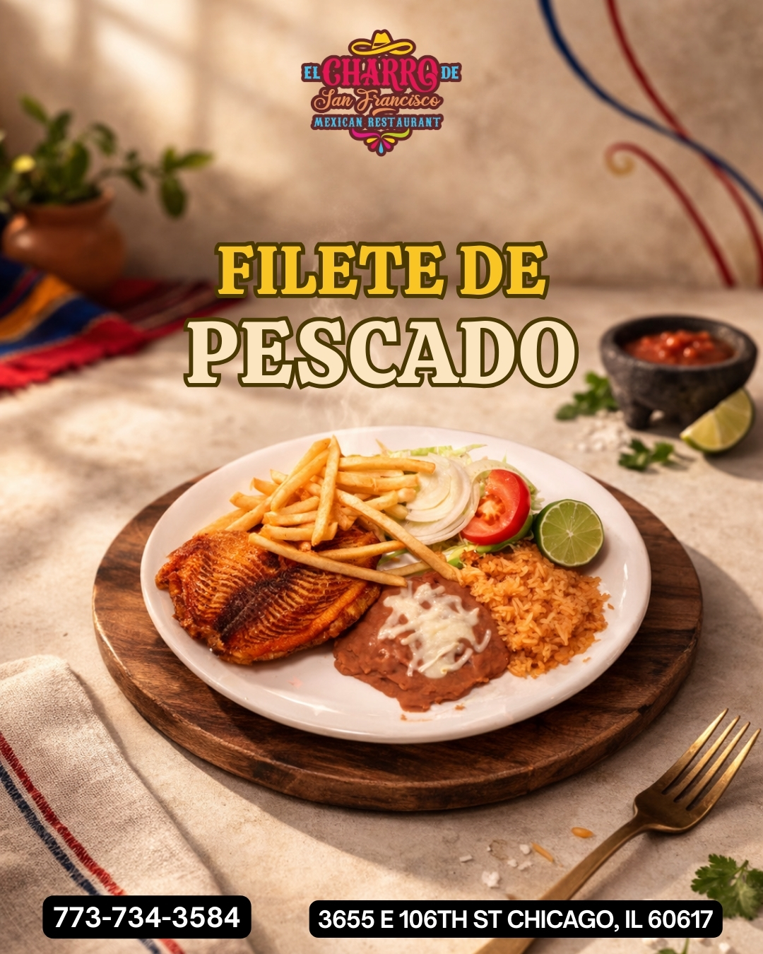 🐟🔥 When you're craving something different… bring the ocean to your table. Our fish fillet is perfect for those days when you want something delicious, hearty, and full of authentic Mexican flavor.
📍 Visit us at 3655 E. 106th St., Chicago, IL 60617 (773) 734-3584
⏰Daily: 9:00 am -10:30 pm
Síguenos y entérate de todas nuestras
noticias: https://linktr.ee/elcharro3655
#ChicagoEats #MexicanFoodChicago #FoodieChicago #ChicagoRestaurants #SeafoodLovers