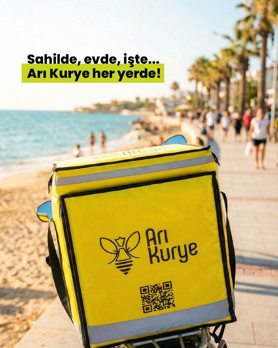 Siz neredeyseniz, biz oradayız! ✨ Sahilde güneşlenirken, ofiste çalışırken veya evinizde dinlenirken... Arı Kurye bir tıkla yanınızda! 🐝📦 Kuşadası'nın her köşesine mutluluk taşıyoruz.