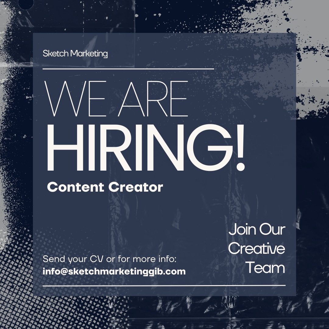 🎥 We’re Hiring! Content Creator 📱✨
Are you passionate about creating engaging content and bringing brands to life? Sketch Marketing is looking for a Content Creator to join our growing team!
🔹 Capture and create engaging photo & video content for social media
🔹 Edit and produce video & image content for multiple digital platforms
🔹 Stay on top of trends and bring fresh ideas to client campaigns
🔹 Assist with the wider development of marketing strategies and projects
We’re looking for someone creative, proactive, and passionate about digital content. If you enjoy working in a fast-paced agency environment and want to help shape exciting campaigns, we’d love to hear from you! 🚀
📍 Full-time role based in Gibraltar
📩 Apply by sending your CV & portfolio to: info@sketchmarketinggib.com
⏳ Deadline: 20th March 2026