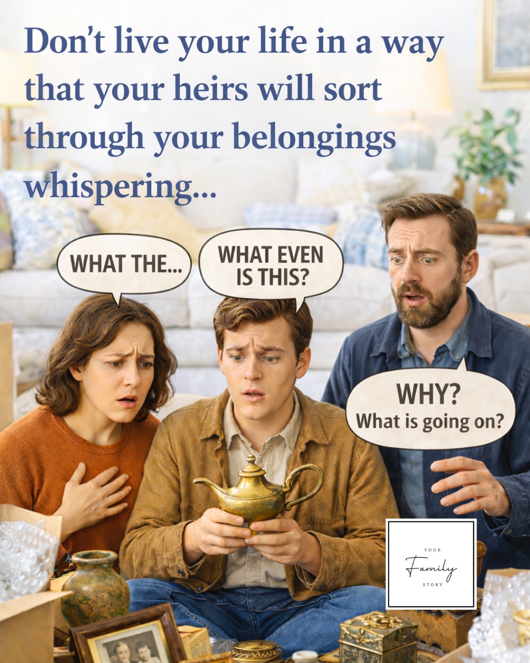 We all have family heirlooms tucked away somewhere. Some are deeply sentimental pieces we hope to pass on one day. It might be an old family Bible, a vase, a Christening gown, military medals⌠or perhaps even something a little more mysterious.
The trouble is, objects rarely speak for themselves.
Taking a little time to write down the story behind these items, who they belonged to, where they came from, and why they matter, can make all the difference for the next generation.
Otherwise, your descendants may find themselves sorting through your belongings one day, whispering, âWhat the⌠what even is this? Why? What is going on?â
A small note today can preserve a family story for years to come.
đ¸ AI generated image
#FamilyHistory #PreserveTheStories #yourfamilystoryau